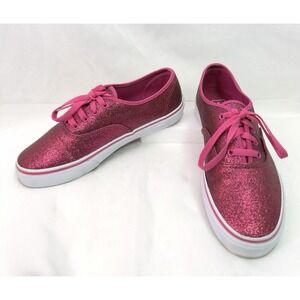 Vans Authentic Glitter Pink Sneakers Kids 6 Fits Women 7.5 8 Low Top Shoes Skate